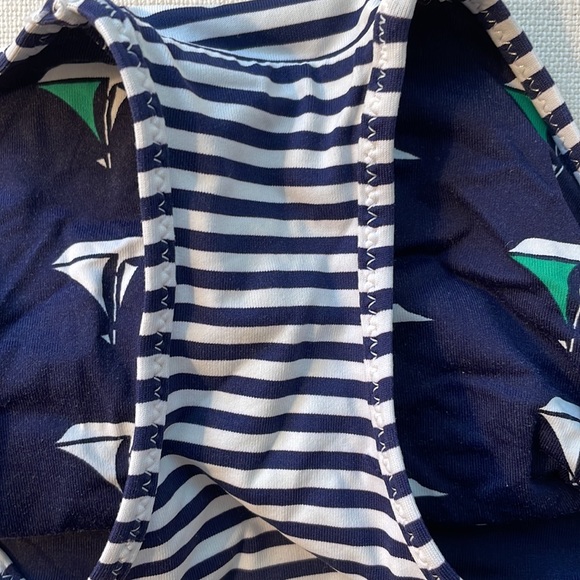 J. Crew reversible bikini bottom navy stripes and sailboats. Size S. - Picture 5 of 6